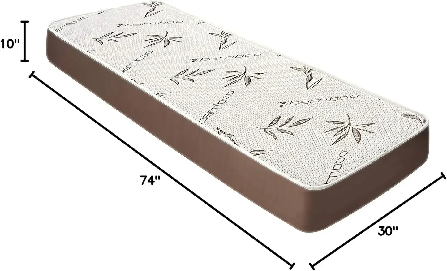 10 Inch Gel Memory Foam Mattress with Rayon Derived from Bamboo Cover, Cot Size 30" x 74" for Student, RV, Cot, Fo